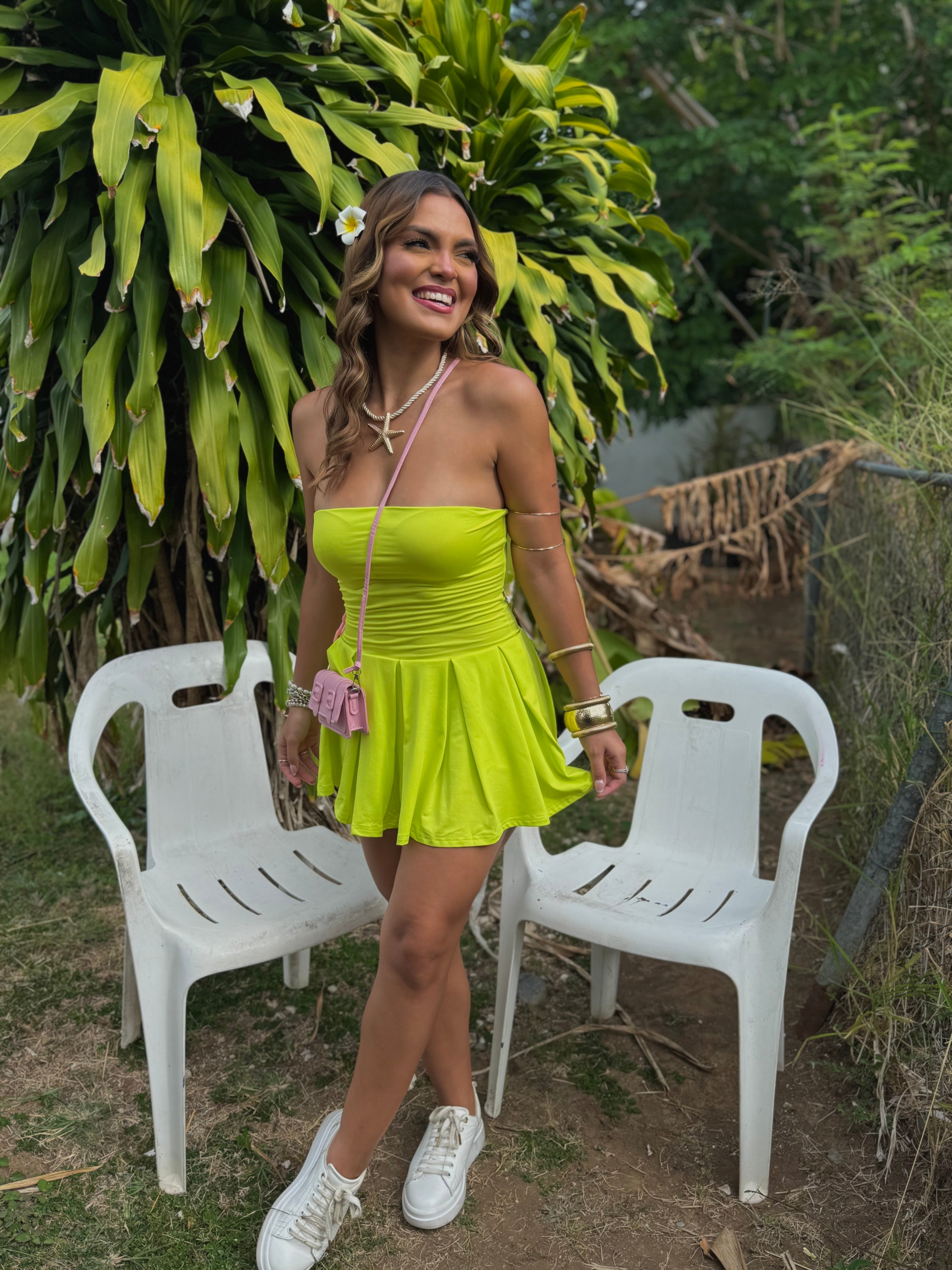 caterinna neon strapless dress