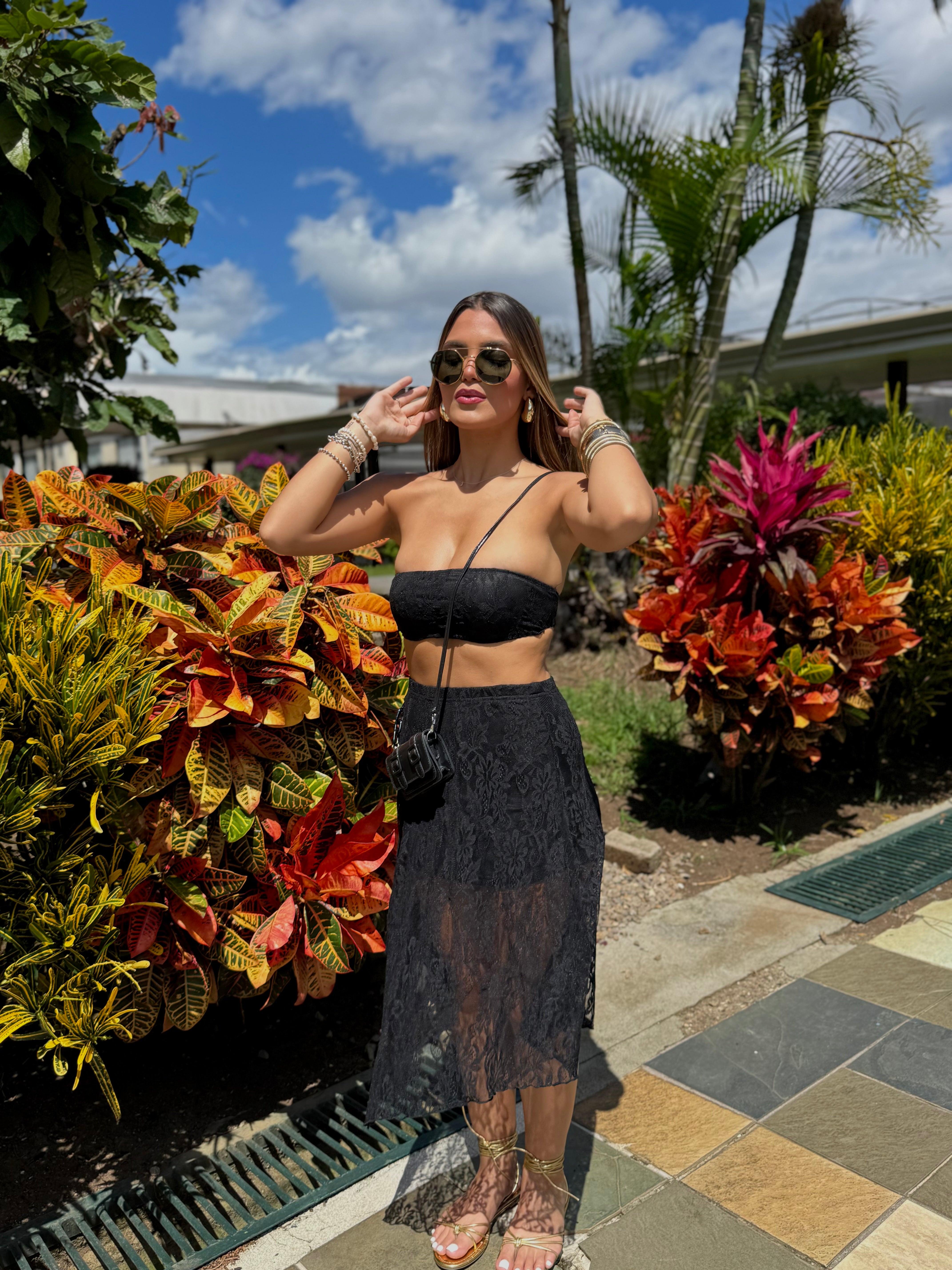 heloinna lace midi skirt set
