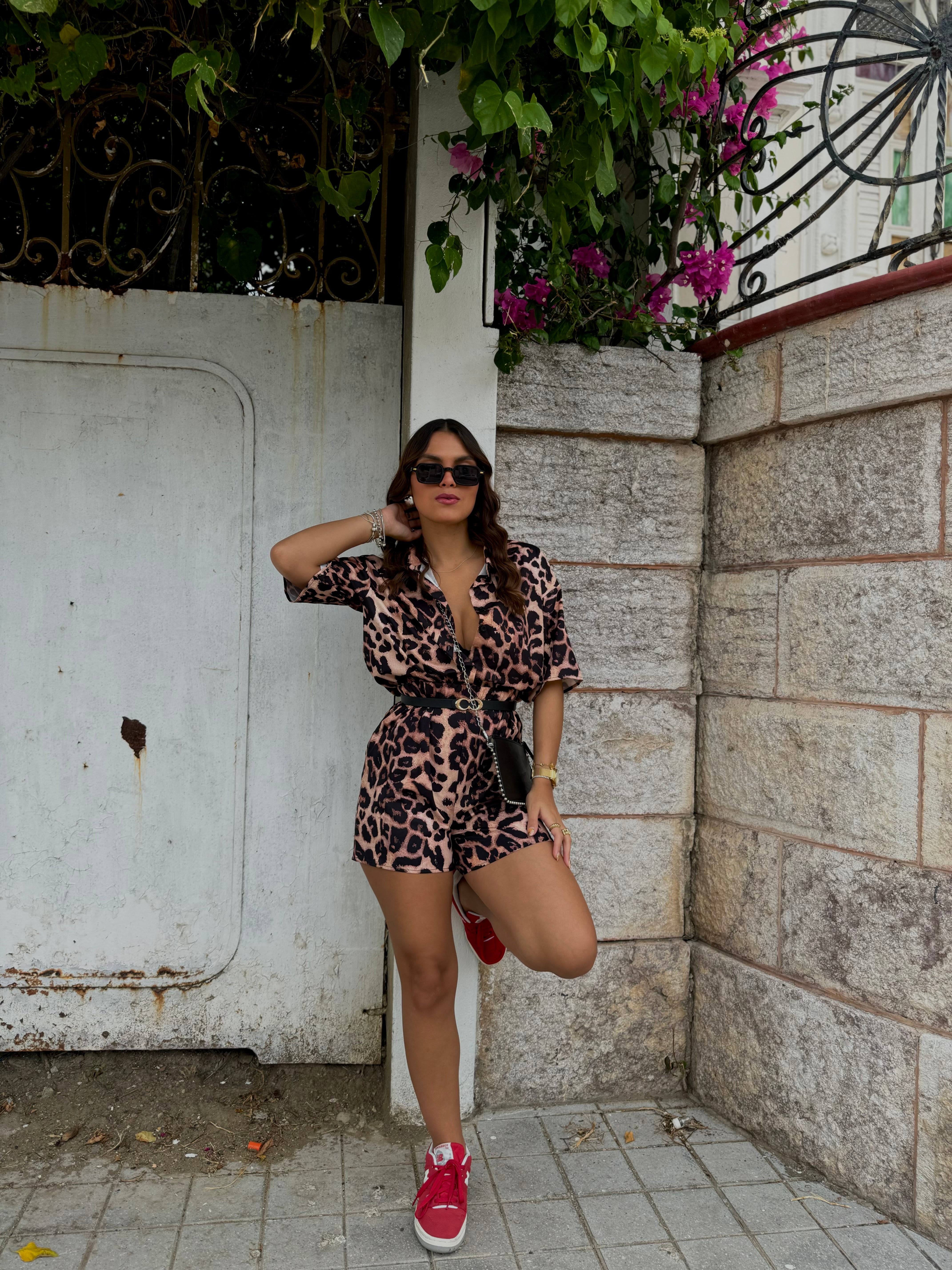 katleen leopard button down shirt set