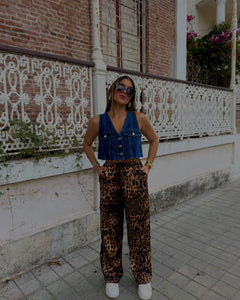 sabinne leopard satin fresh pant