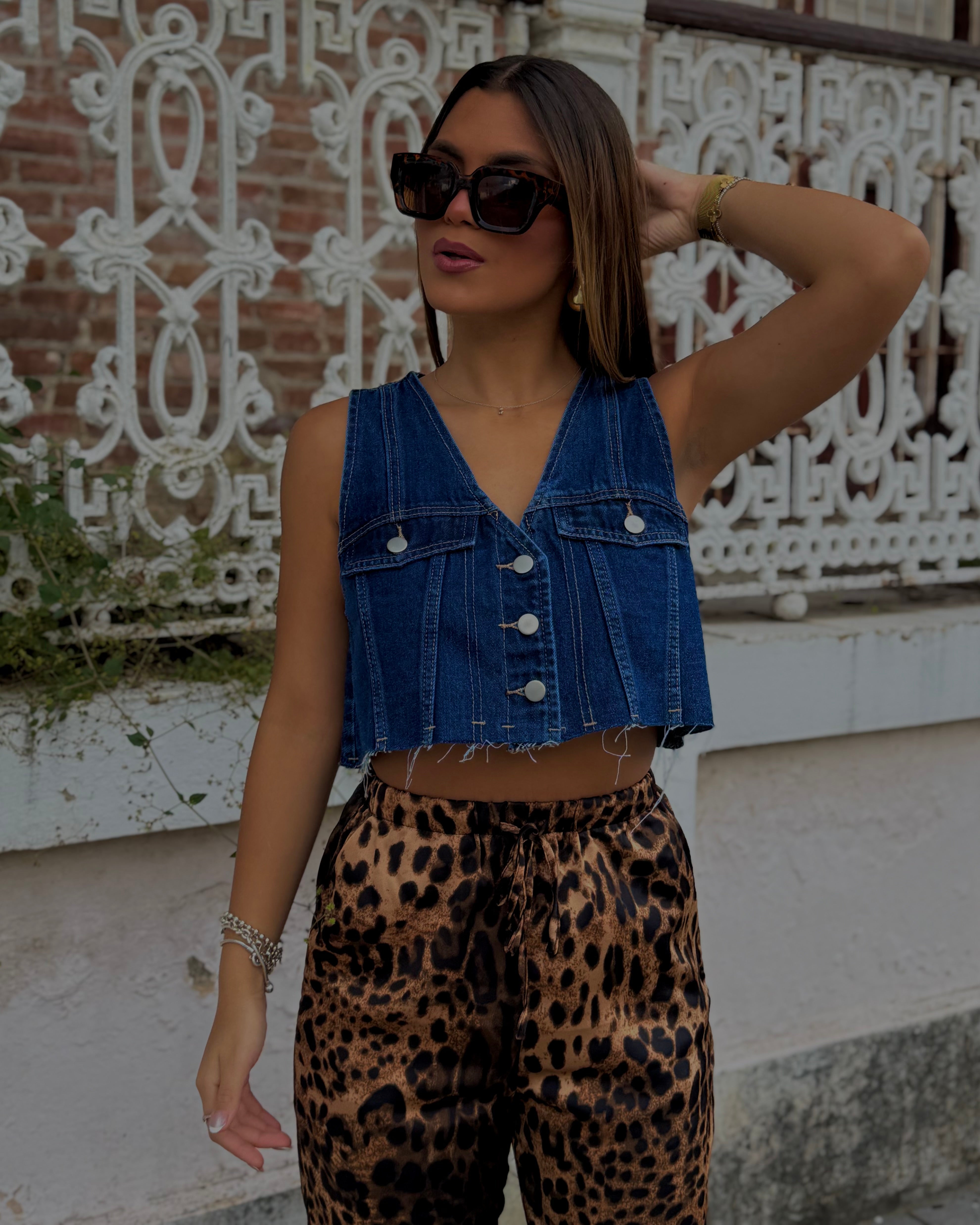 sabinne leopard satin fresh pant