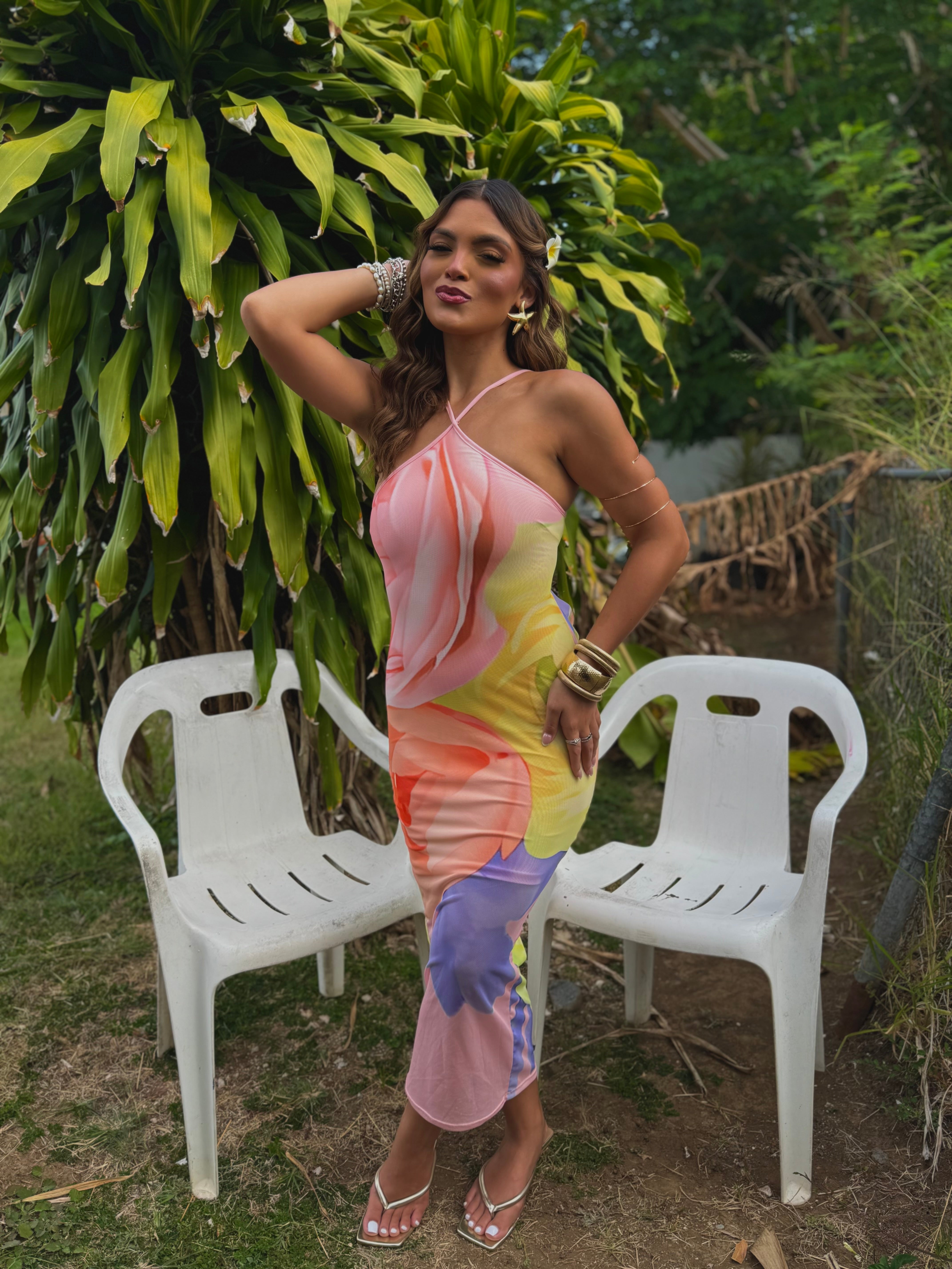 laydiccia pastel tones midi dress