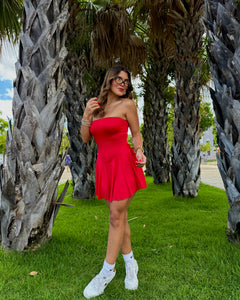 sheyrie cherry strapless basic dress