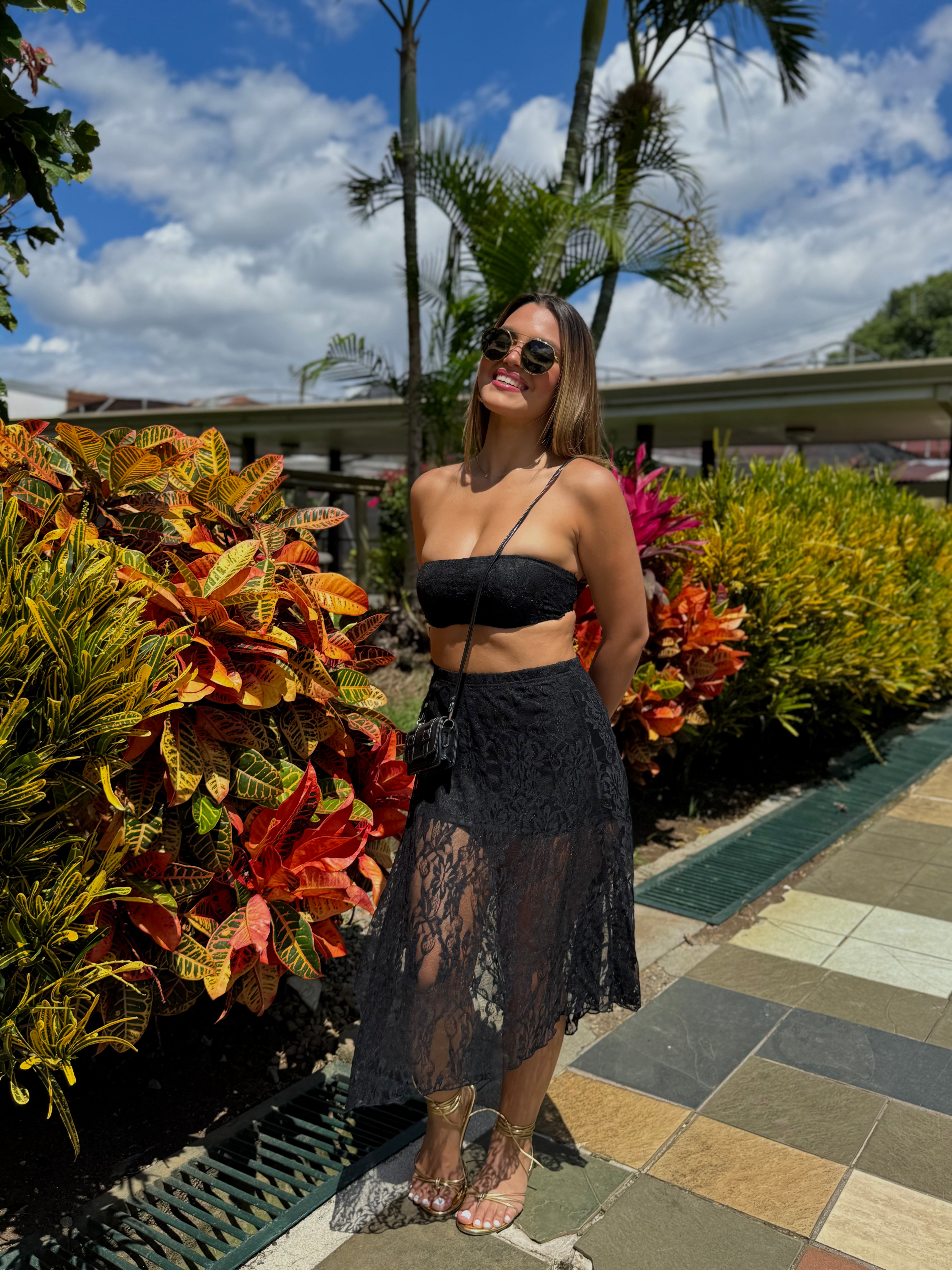 heloinna lace midi skirt set