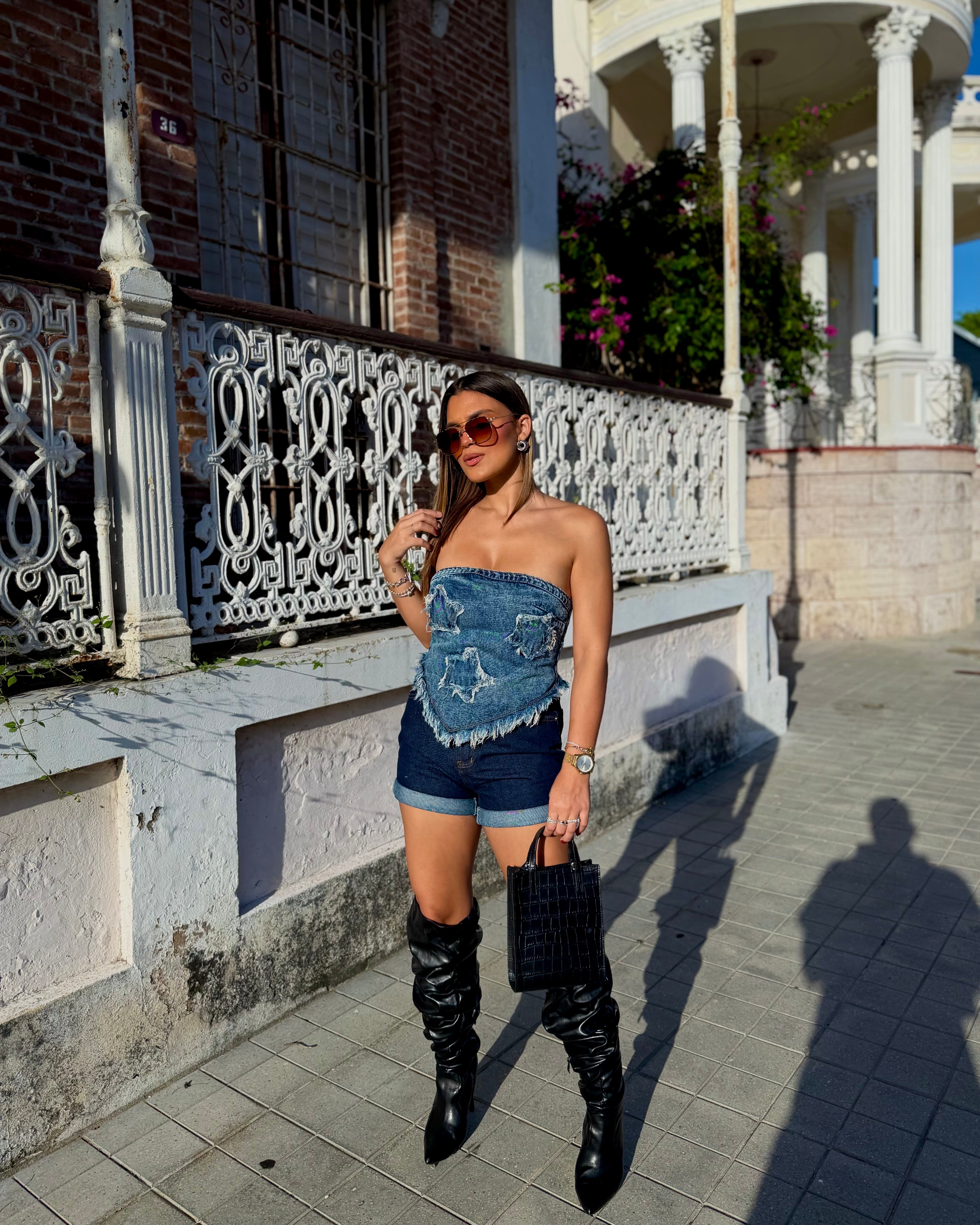 silenne high waisted denim shorts